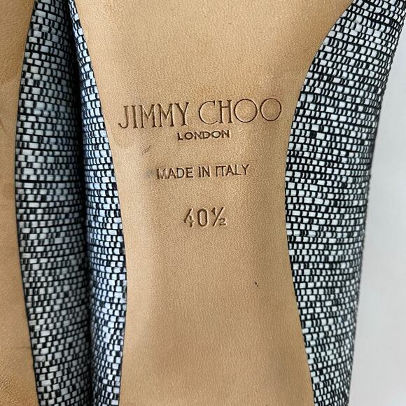 Jimmy Choo Allure Woven Raffia Pump Size 40.5 or 10.5 Black White Heels Luxury - Picture 9 of 12
